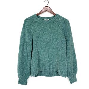 H&M Seafoam Green Silver Metallic Fleck Crewneck Chenille Sweater New Nwt Small